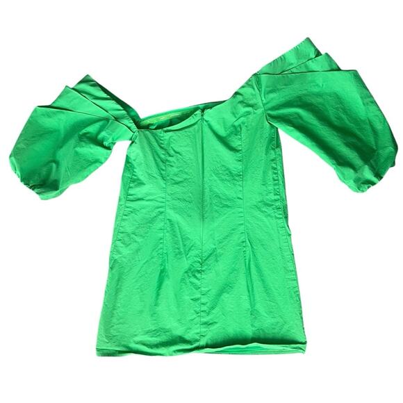 Mare Mare X Free People Carlie Tunic Puff Sleeve Asymmetric Green Mini Dress S - Picture 7 of 12